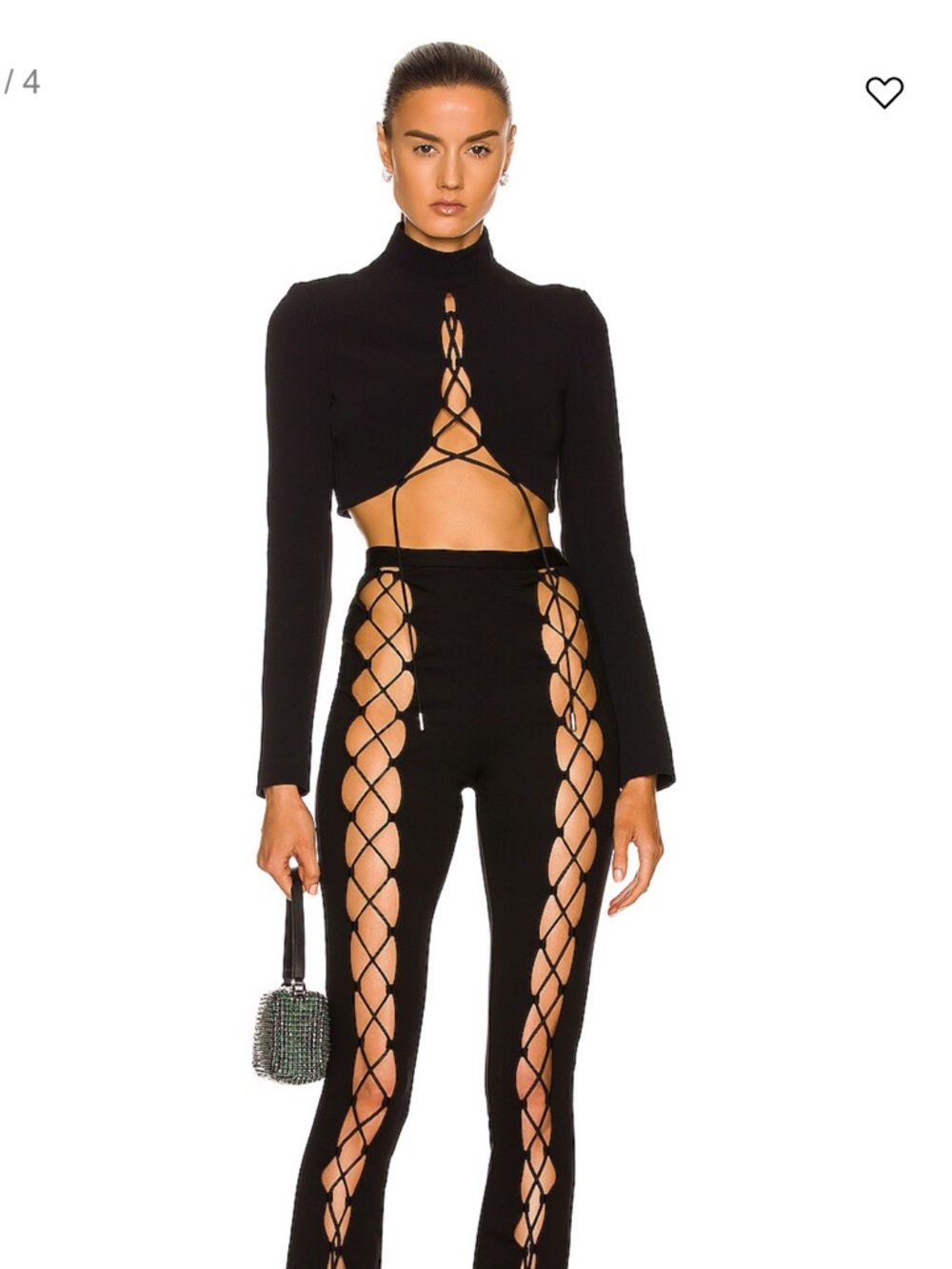 David Koma elegant tie Black Long-Sleeve Lace-Up Crop Top Size UK 6 barely worn - Picture 2 of 16